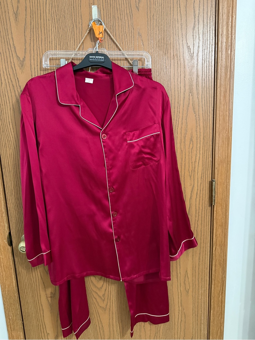 A pair of 100% silk pajamas, these are Silk Silky pjs and retail for over $136